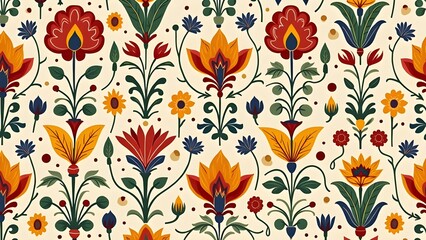 Mango Paisleys and Lotus Flowers A Detailed Pattern with Geometric Borders