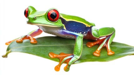 Fototapeta premium Red-Eyed Tree Frog on a Leaf