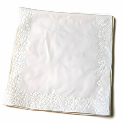 Obraz premium White paper napkin, isolated on white, crumpled texture, for design