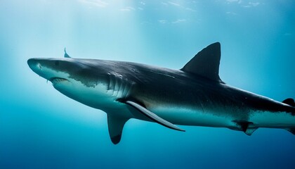 Majestic shark glides through the ocean depths.