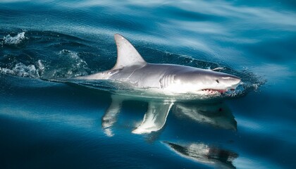 Fototapeta premium Great white shark swimming in the ocean
