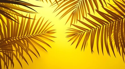 Obraz premium Yellow Palm Leaves Background: Tropical Foliage for Summer Design and Texture