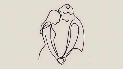 line art illustration of a couple showing love
