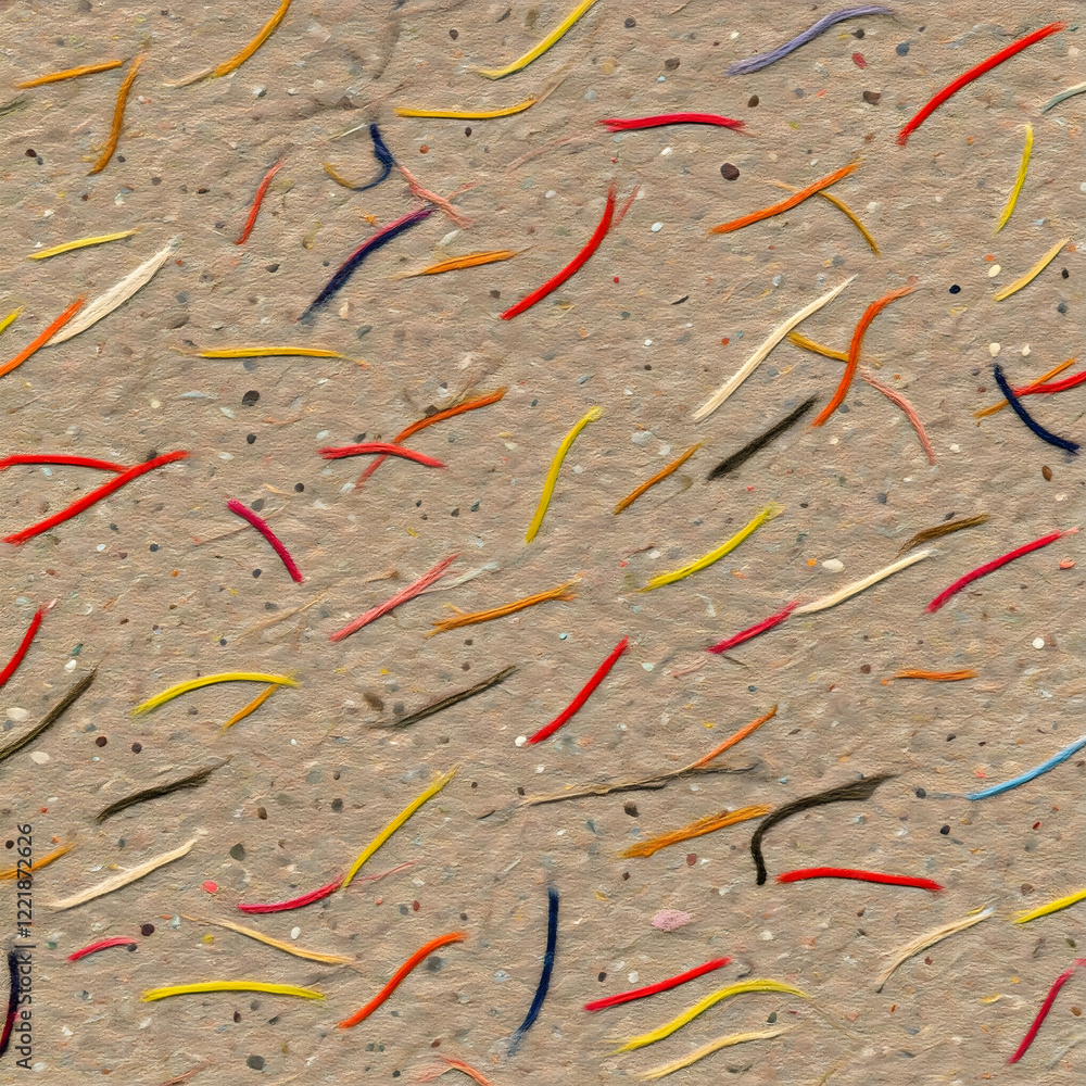 Aufkleber textured paper with colorful fibers and speckles scattered across its surface, creating a vibrant an