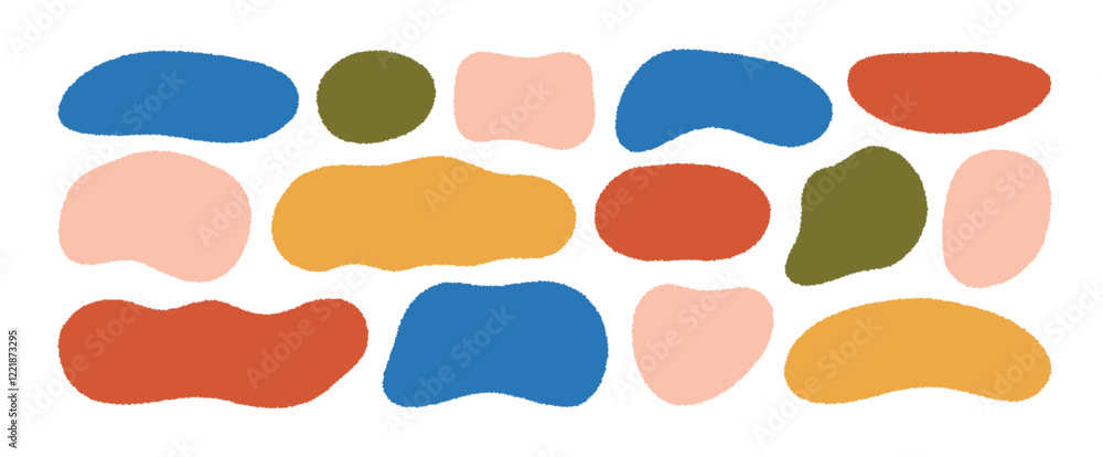 Leinwandbilder Retro colored organic irregular shapes collection. Random abstract figures with rough jagged edges. Hand drawn vector abstract forms. Modern graphic elements isolated on white background.