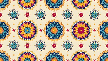 Seamless Block Print Wallpaper Paisleys, Mandalas, and Lotus Blossoms