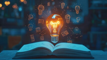 World IP Day Concept: Light Bulb and Doodles of Innovation