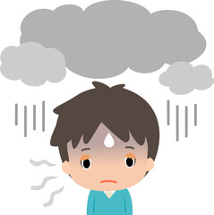 曇って薄暗い日に憂鬱になっている男性