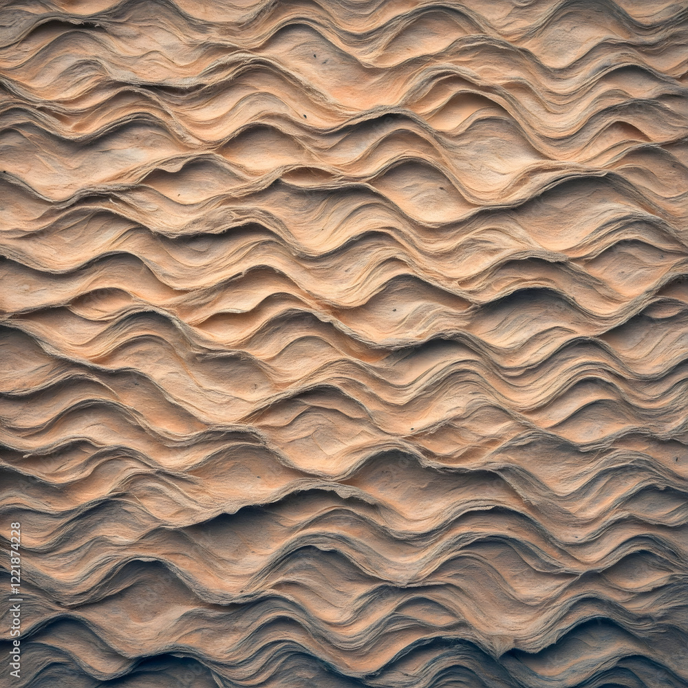 Poster wavy layers of beige paper creating a textured and organic abstract pattern