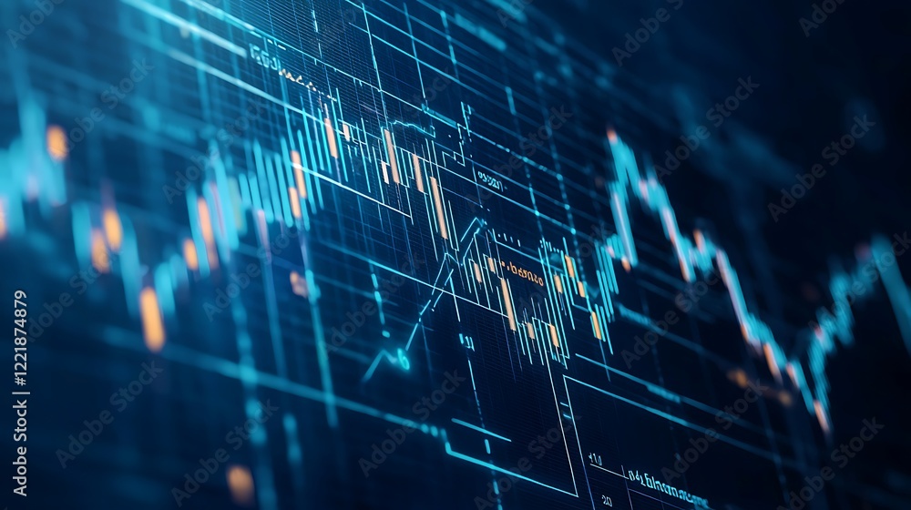 Poster digital stock market analysis and trading data visualization