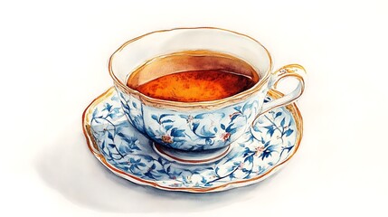 Earthy clay mug of chai tea. A star anise and spices adorn the surface.