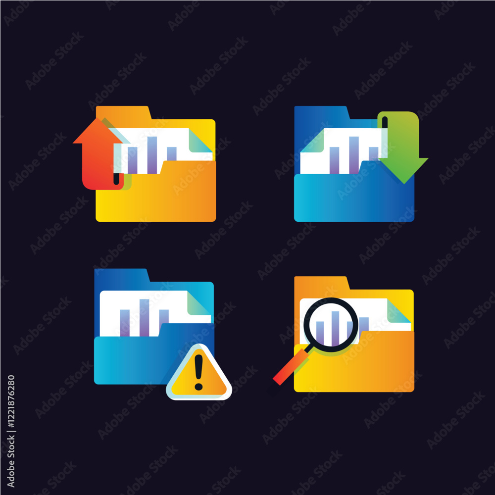 Poster various of computer folder icons vector illustration