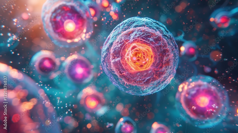 Wall mural glowing orbs with intricate patterns, suspended in a swirling, ethereal blue space. ai generative. .