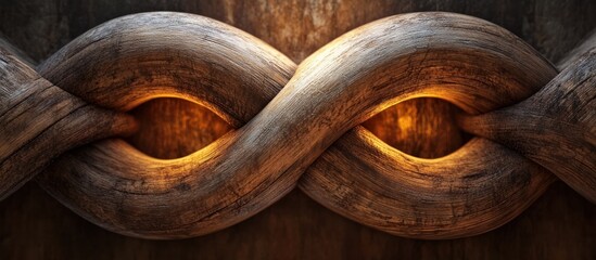 Fototapeta premium Intricately carved wooden infinity symbol with a mesmerizing spiral pattern creating a sense of endless continuity and connection in a minimalist abstract design