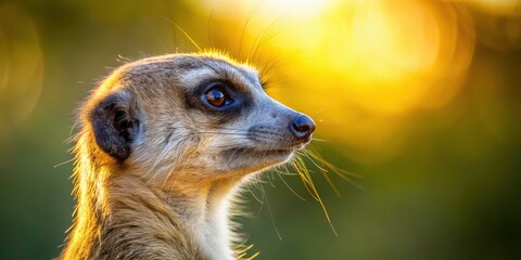 Fototapeta premium Minimalist Meerkat Portrait: Wildlife Photography, African Savannah, Animal Headshot, Nature Closeup