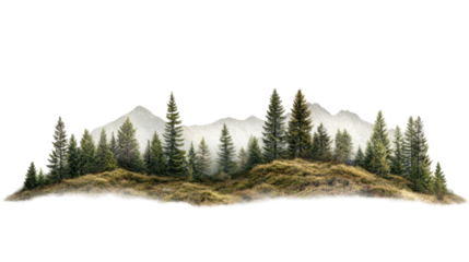 Mountain landscape on transparent background