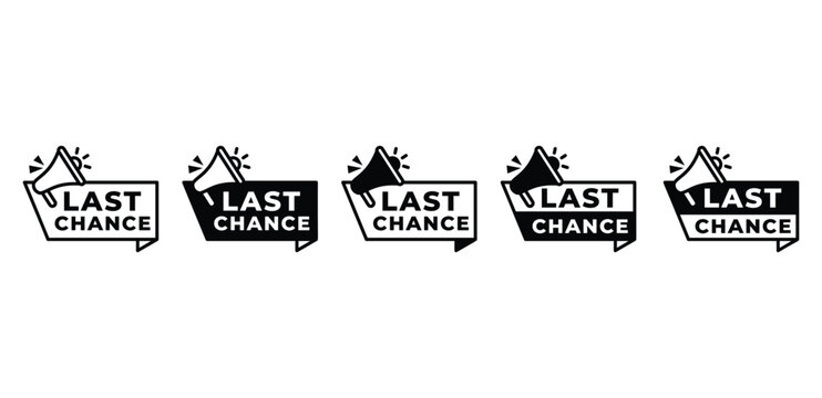 last chance offer slae banner with megaphone icon vector design black white color illutration template sets