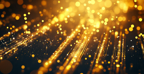 A pile of golden coins and film background with blurred golden light spots