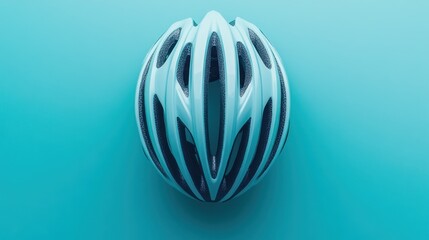 Obraz premium Blue bicycle helmet, safety gear, studio shot, minimalist background, cycling safety