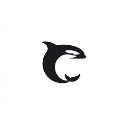 Orca Silhouette Swimming in a Circular Motion