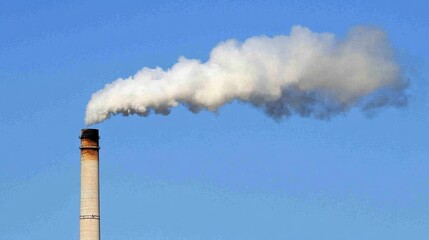 A factory chimney emitting heavy smoke into the atmosphere, symbolizing industrial contribution to PM2.5 pollution.
