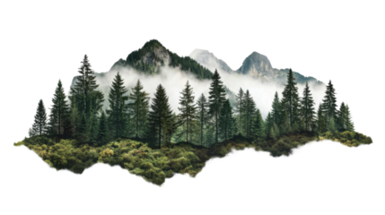 Mountain landscape on transparent background