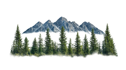 Fototapeta premium Mountain landscape on transparent background
