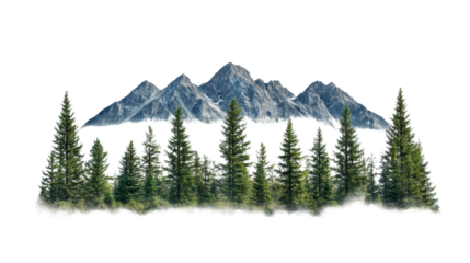 Mountain landscape on transparent background