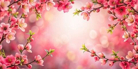 Fototapeta premium Pink Coral Flower Petals Silhouette Frame, Spring Blossom Border, Floral Background, Silhouette Photography