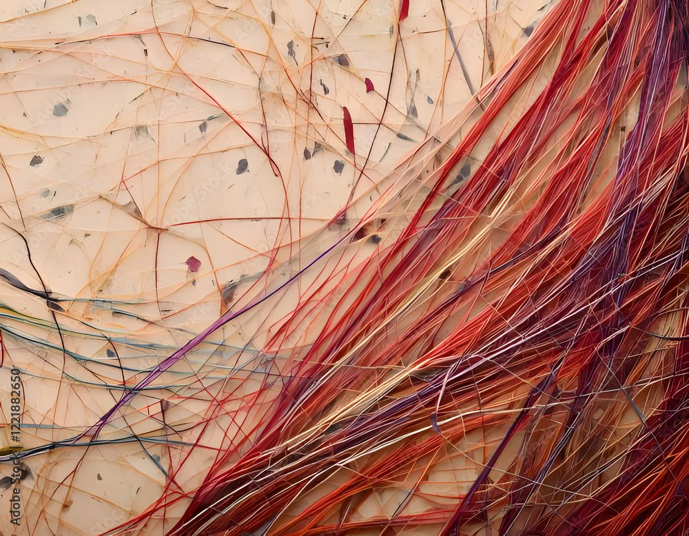 Poster an abstract composition of interwoven strands and lines creating a textured and dynamic visual
