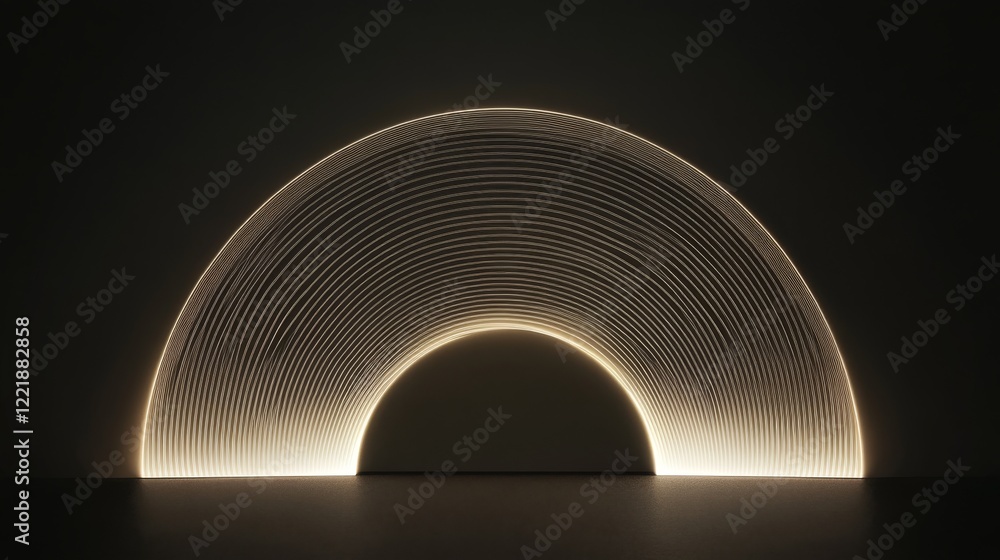 Poster illuminated lines form abstract archway shape