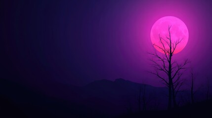 Fototapeta premium Pink Moon Night: A Surreal Landscape