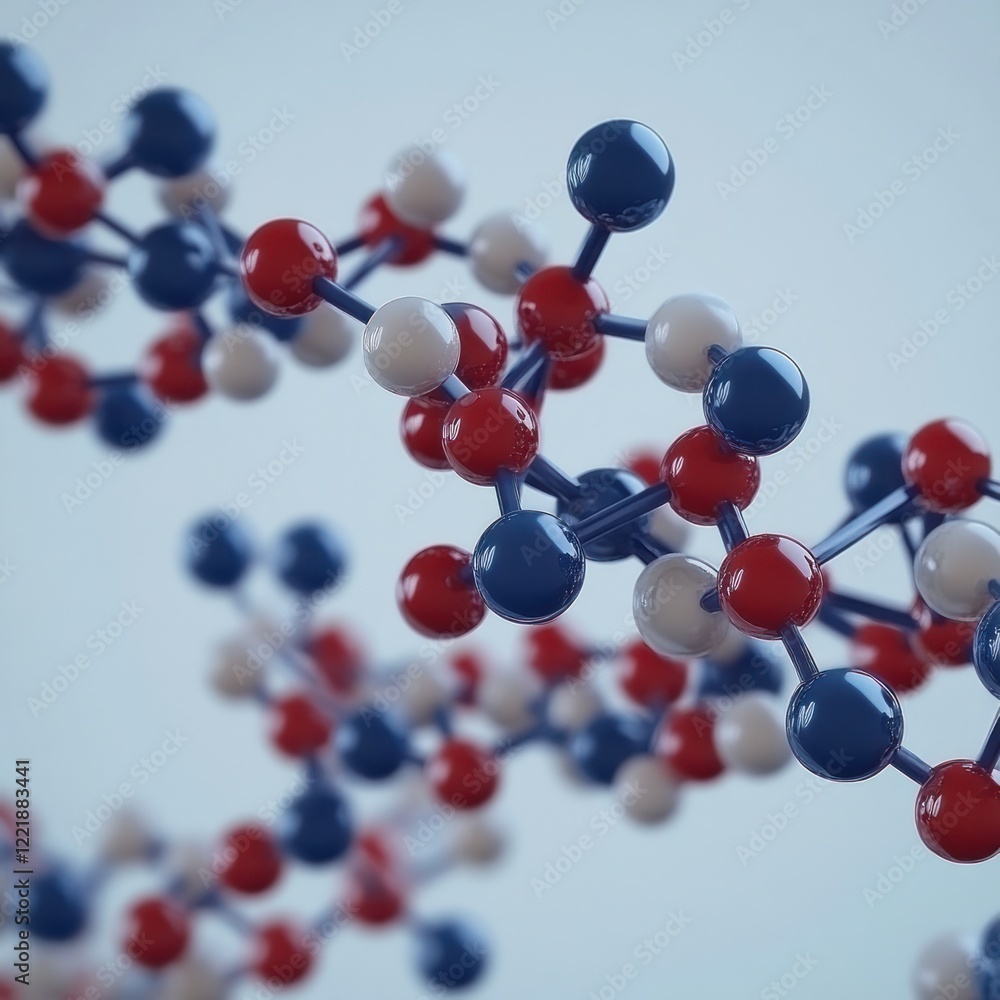 Poster abstract molecular structure: a 3d representation of atoms and bonds in a complex molecule