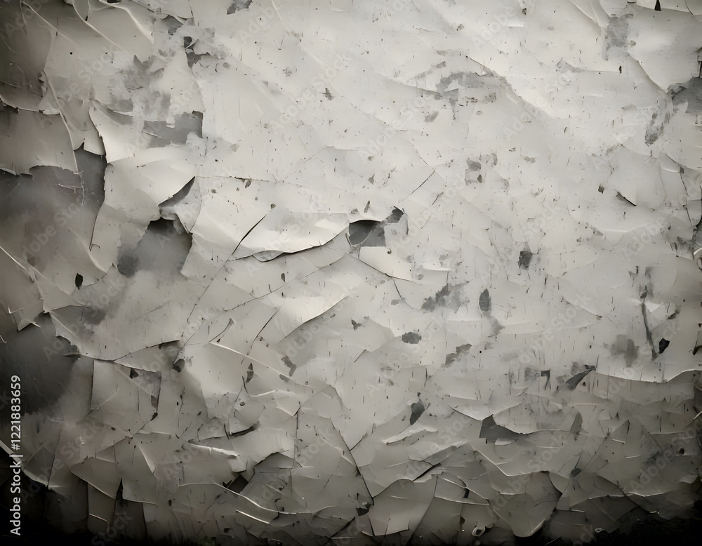Aufkleber peeling paint texture with layers and cracks. grungy and distressed surface in grayscale