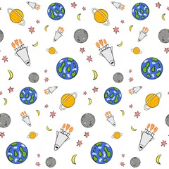 space pattern with icons for web