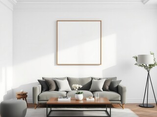 A stylish wall art mockup featuring a minimalist design in a modern living room setting, home decor, wall art, mockup