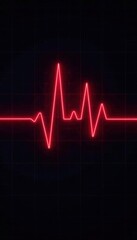 Red heartbeat line on black ECG background Stress, quiescent state , medical technology, electrocardiogram