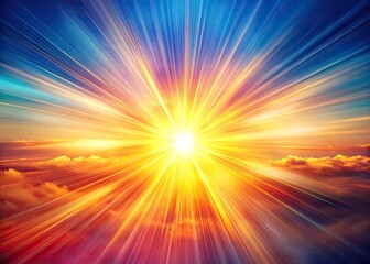 Obraz premium Sun Long Exposure Photography, Light Background, Celestial Art, Surreal Sun, Abstract Sun Image, Artistic Sunrise, Sunburst, Golden Hour, Solar Flare, Sun Rays, Mystical Sun