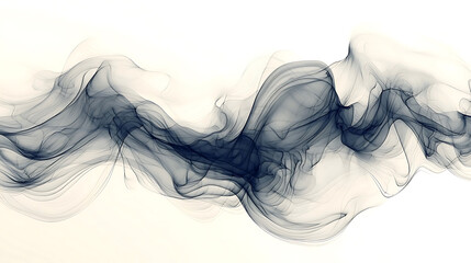 Elegant abstract ink wave forms create serene and flowing composition