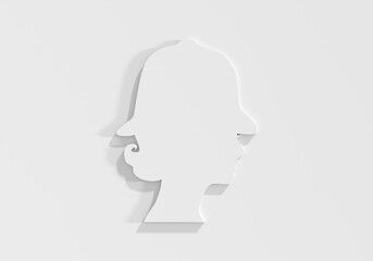 Metropolitan policewoman face side view icon. Elegant silhouettes of a female head. Avatar profile sign. 3D render