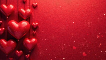 Vertical hearts, textured red banner background , red, celebration