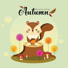 Animal and wildlife autumn vector banner design