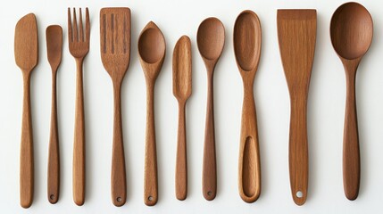 Assorted Kitchen Utensils on White Background