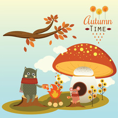 Animal and wildlife autumn vector banner design