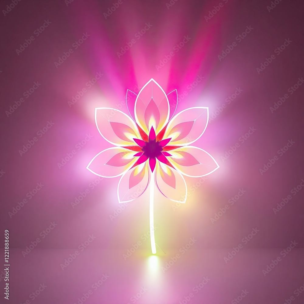 Aufkleber a stunning flower emanates a range of colorful lights against a soft background, creating a magical 
