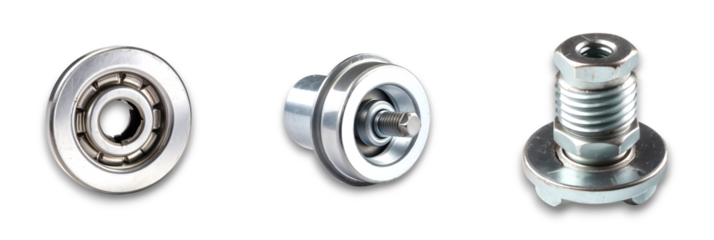 A collection of metal fasteners on a transparent background