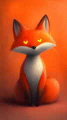 Obraz premium Cute Fox Illustration, Orange Fur
