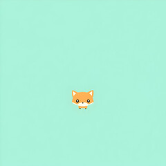 Obraz premium Cute Fox Illustration on Mint Background