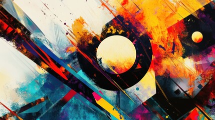 Naklejka premium Abstract Poster for 'Color Rising' Movie Featuring Geometric Shapes and Vibrant Colors