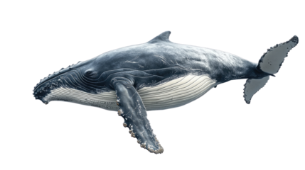 Majestic Humpback Whale: A magnificent humpback whale, showcasing its intricate baleen plates and powerful physique, glides effortlessly through the ocean.